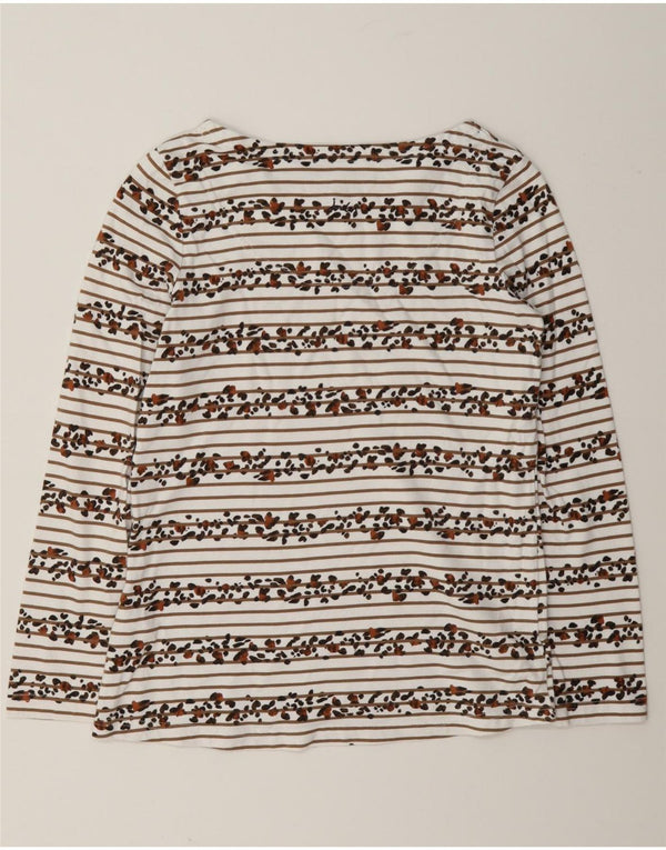 Joules Top da Donna Manica Lunga UK 6 XS Cotone a Righe Bianco