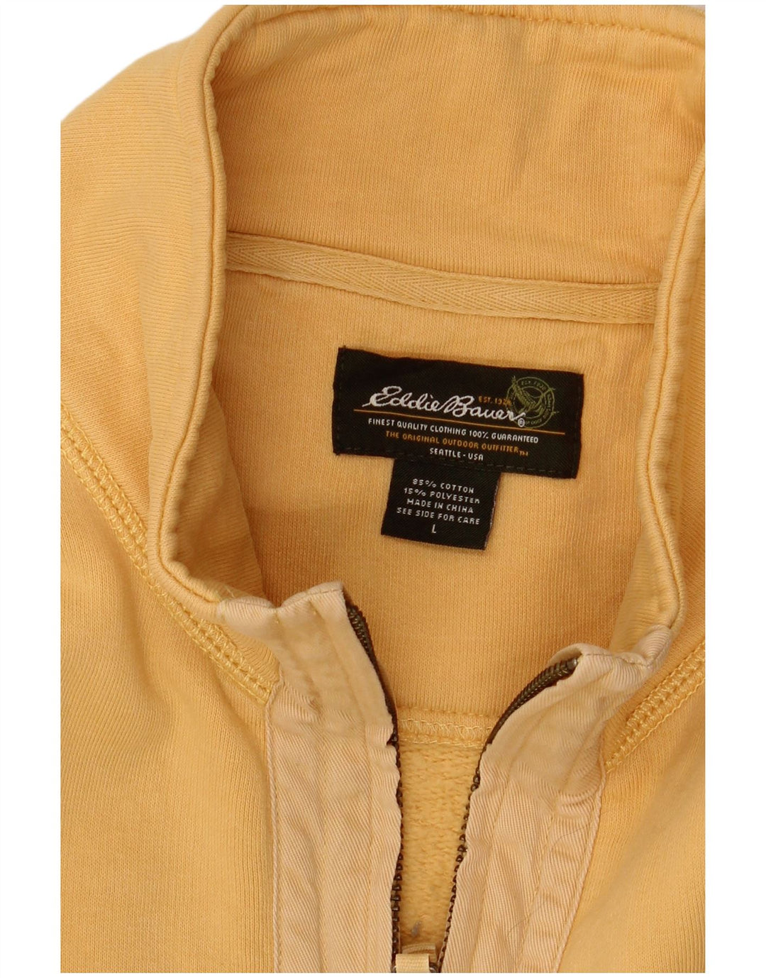 Felpa da uomo con collo con zip Eddie Bauer, maglione grande, cotone giallo