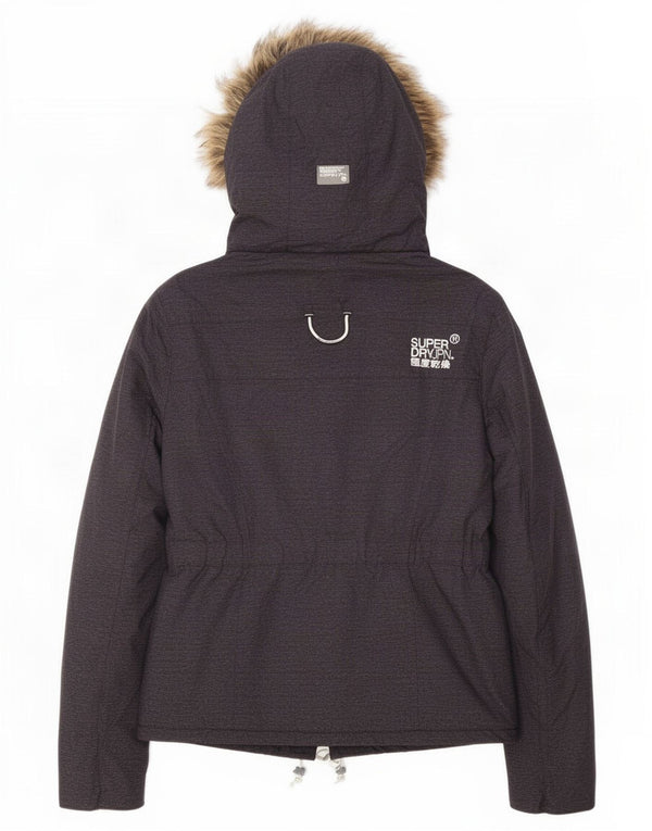 Giacca a vento con cappuccio da donna Superdry UK 12 Poliestere grigio medio