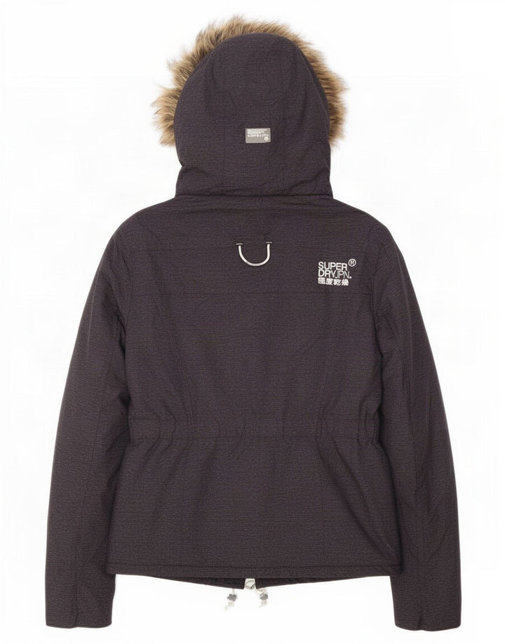 Giacca a vento con cappuccio da donna Superdry UK 12 Poliestere grigio medio