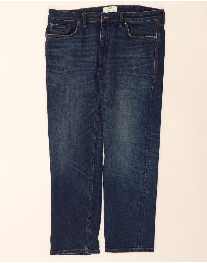 Jeans dritti da uomo Marks & Spencer W38 L31 cotone blu