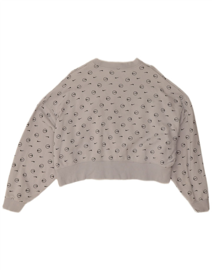 Felpa con grafica corta oversize da donna Nike UK 10 piccola grigia