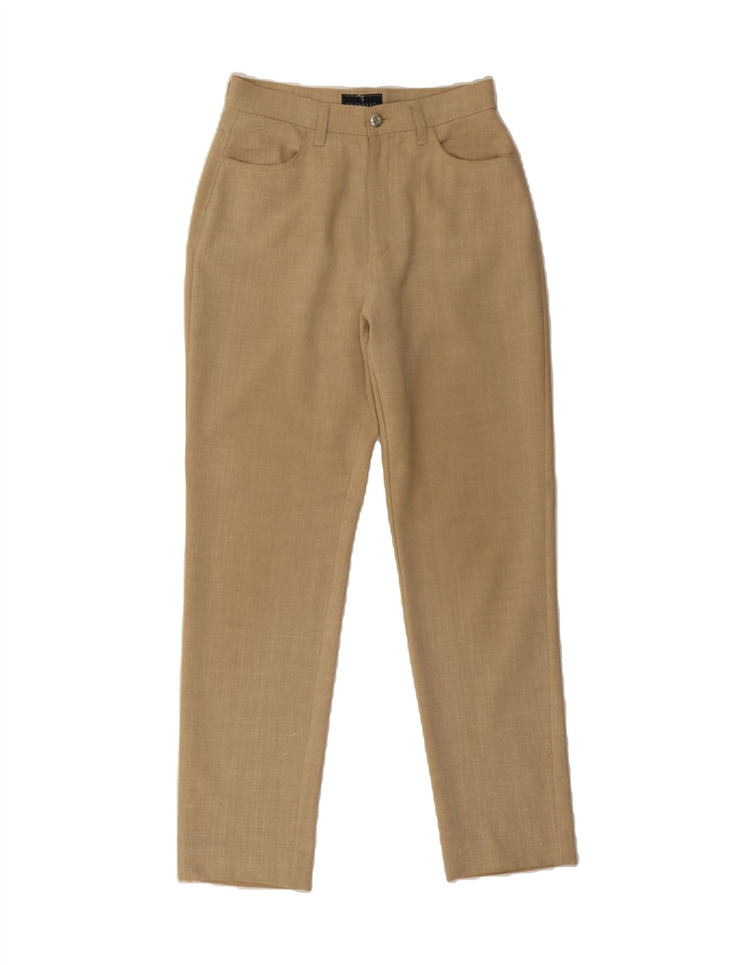 TRUSSARDI Womens Slim Casual Trousers W29 L26  Beige Check Polyester Vintage Trussardi and Second-Hand Trussardi from Messina Hembry 