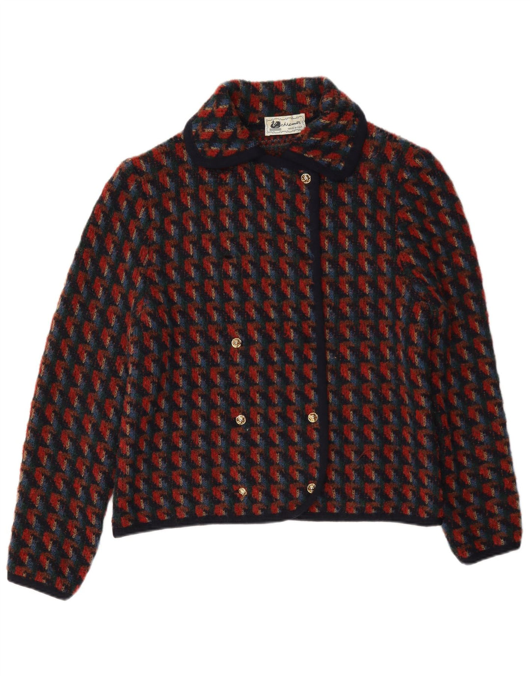 Set gonna vintage in maglia da donna in 2 pezzi UK 14 medio W28 pied de poule rosso
