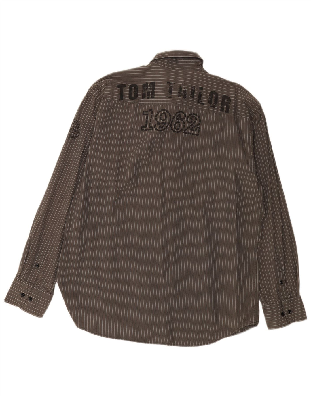 TOM TAILOR Camicia da uomo XL in cotone gessato grigio