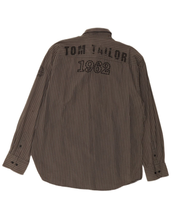 TOM TAILOR Camicia da uomo XL in cotone gessato grigio