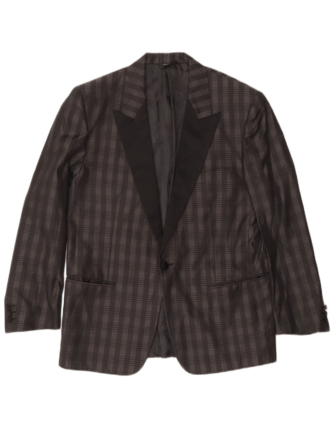 BOCCHESE Giacca Blazer da Uomo a 1 Bottone IT 52 XL Seta a quadri Grigia