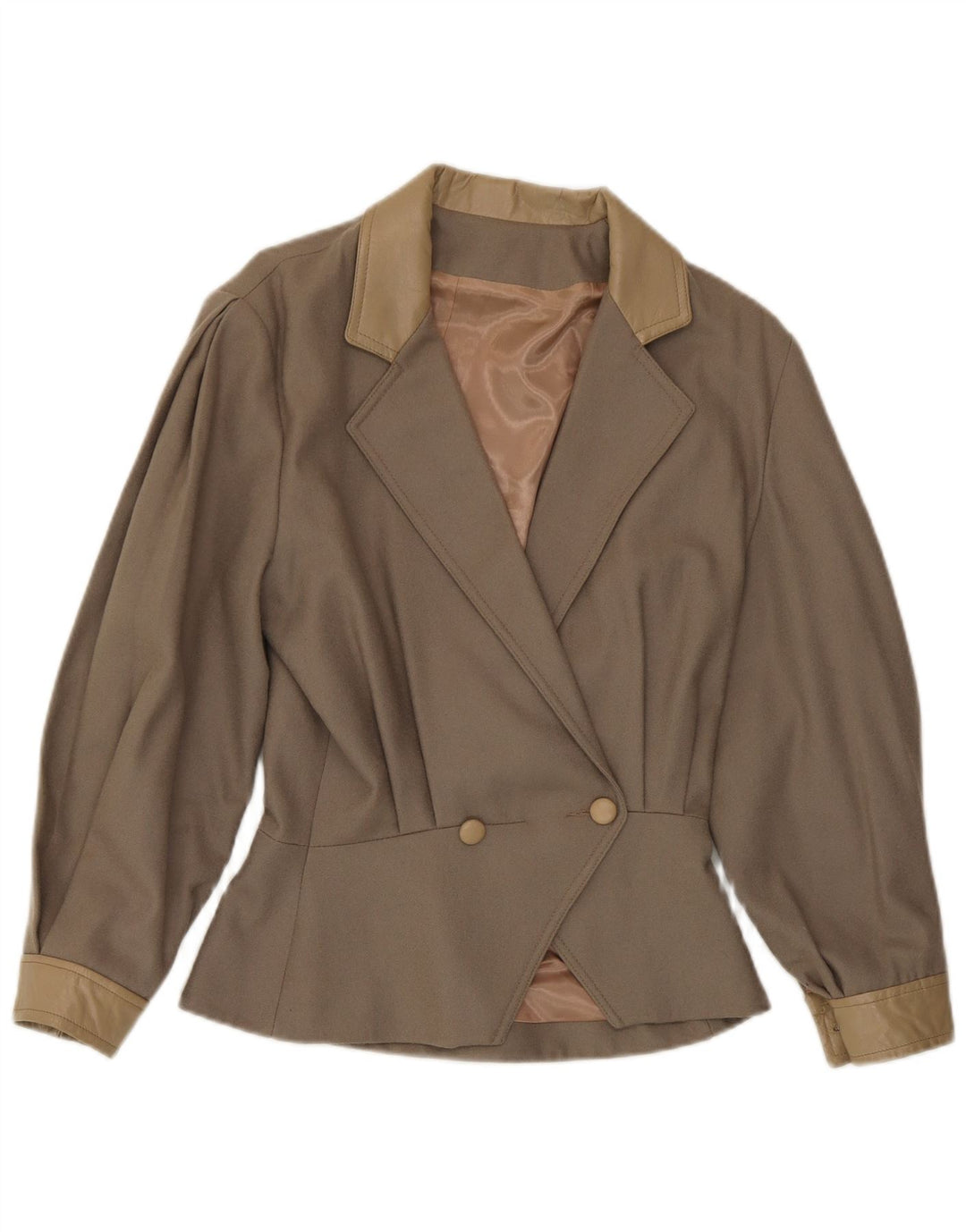 Giacca blazer doppiopetto da donna Harrods UK 14 lana marrone medio