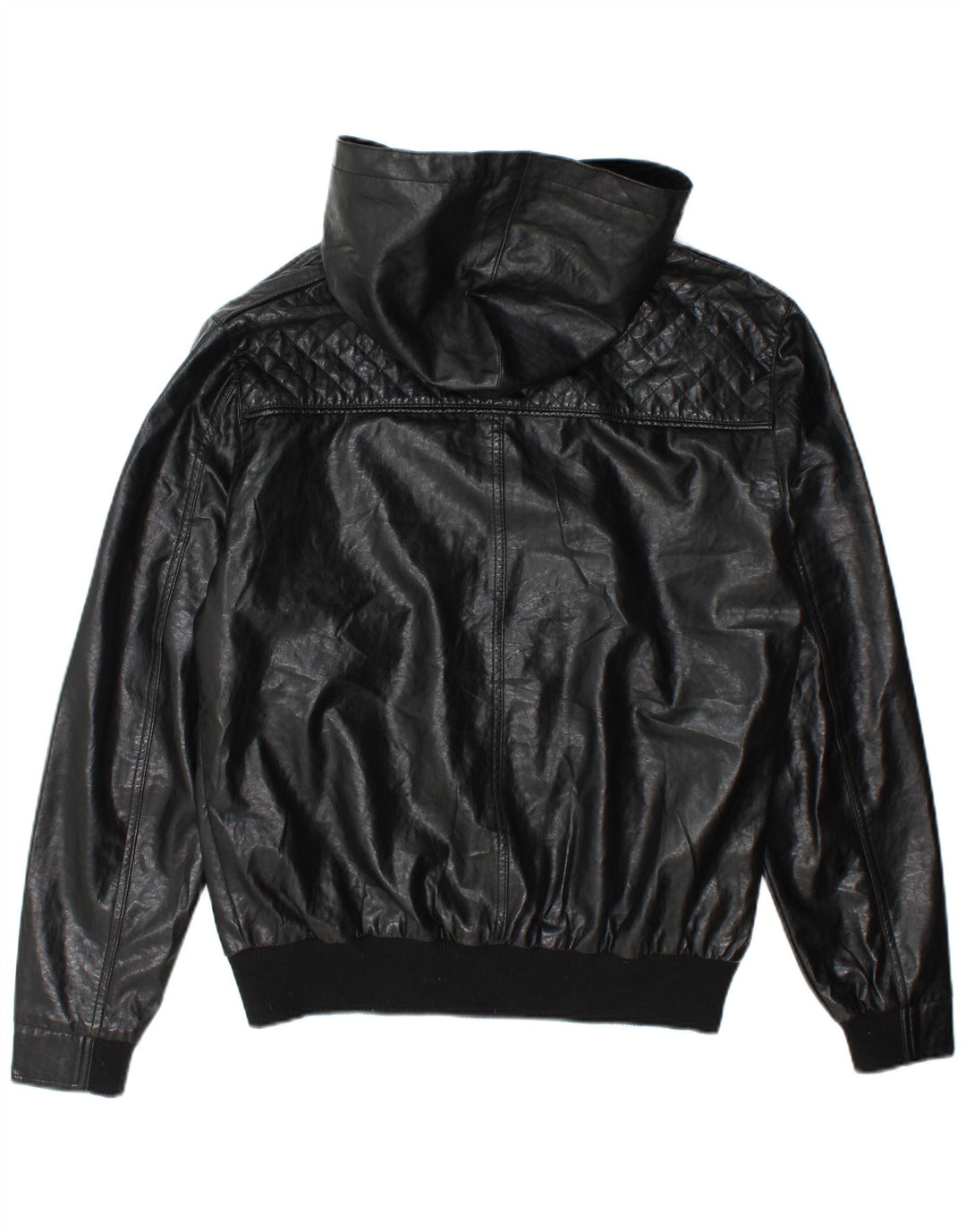 Giubbotto bomber da uomo in ecopelle con cappuccio Ecko Unltd UK 38 medio nero