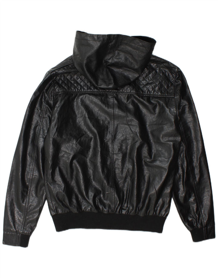 Giubbotto bomber da uomo in ecopelle con cappuccio Ecko Unltd UK 38 medio nero