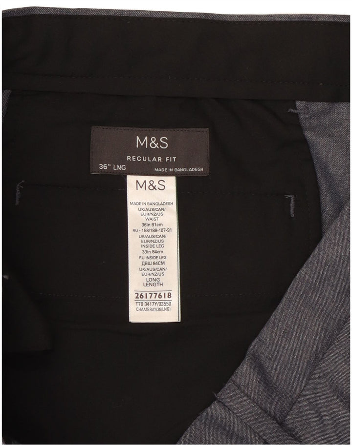 Pantaloni chino vestibilità regolare da uomo Marks & Spencer W36 L33 poliestere grigio