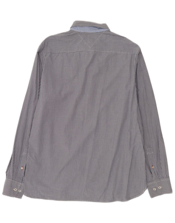Tommy Hilfiger Camicia da uomo su misura misura grande in cotone a quadretti blu