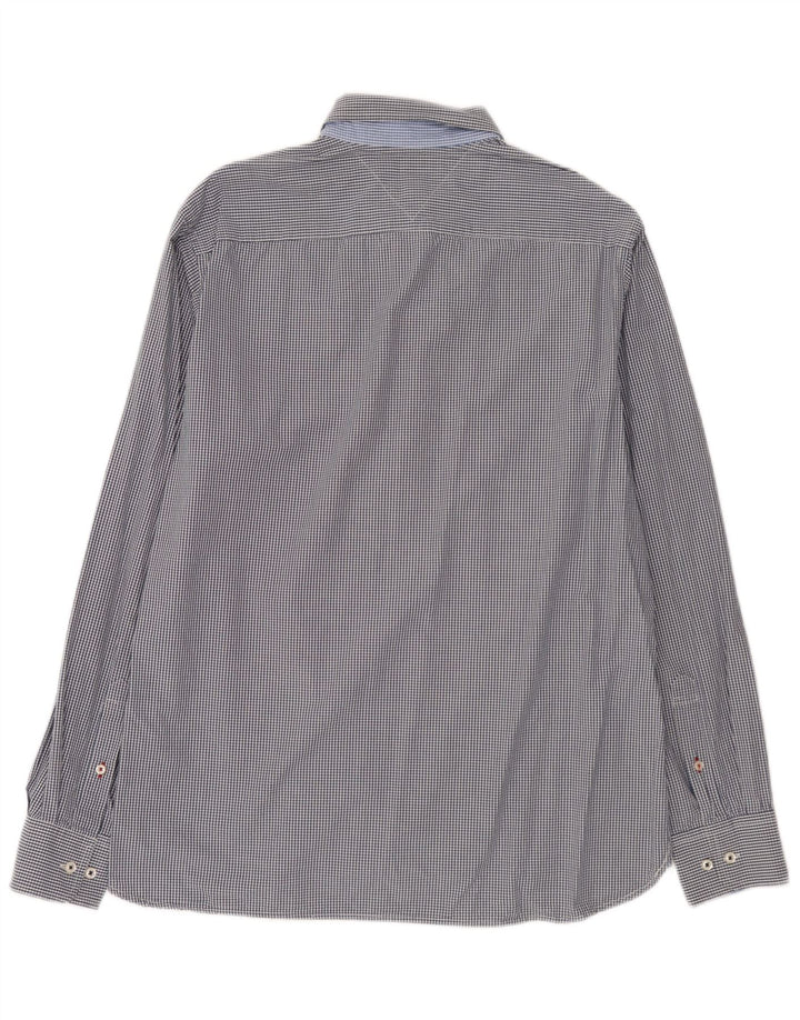 Tommy Hilfiger Camicia da uomo su misura misura grande in cotone a quadretti blu