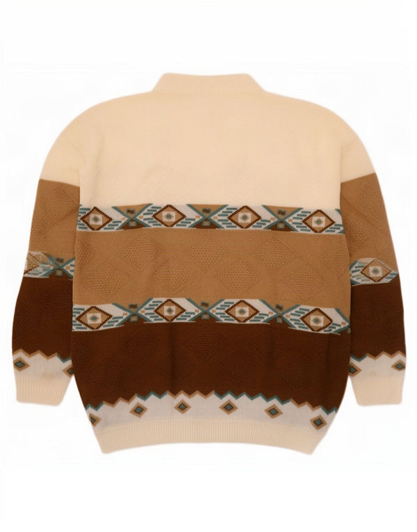 Maglione vintage da uomo con collo alto e maglione XL multicolore geometrico