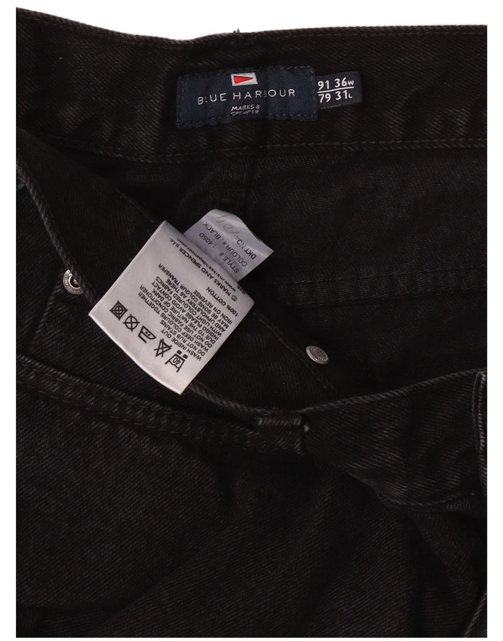 MARKS & SPENCER Jeans dritti da uomo blu Harbour W36 L31 classici neri