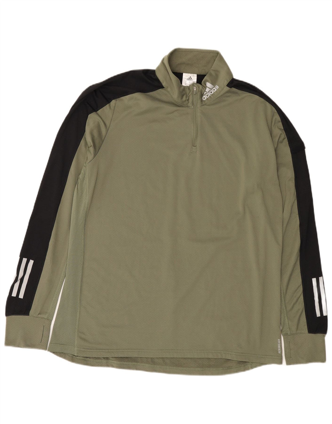 Adidas Uomo Aeroready Zip Collo Pullover Tuta Top XL Cachi Colorblock