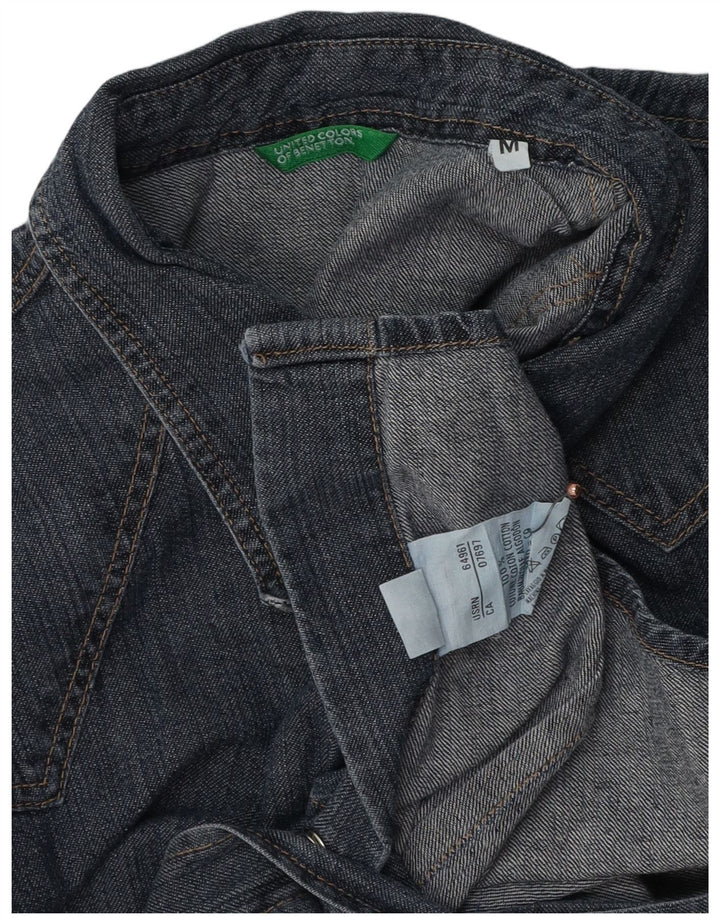 Camicia di jeans da donna BENETTON UK 14 cotone blu navy medio