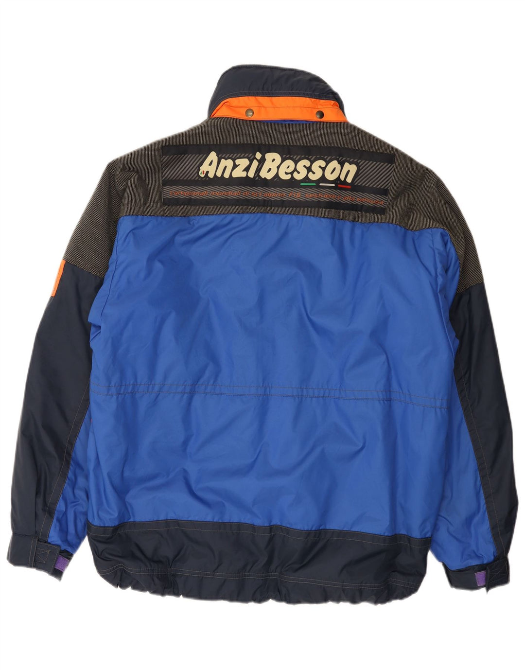 Giacca da sci con cappuccio grafica da uomo Anzi Besson IT 50 Large Blue Colourblock
