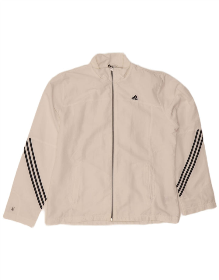 Giacca da tuta da donna Adidas Climalite UK 16 grande poliestere bianco