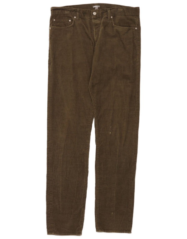 Pantaloni dritti da uomo in velluto a coste Carhartt W33 L34 cotone kaki