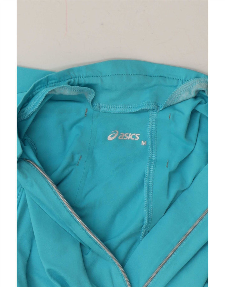 Asics - Top da tuta da donna con zip e collo, pullover, UK 12, blu medio geometrico
