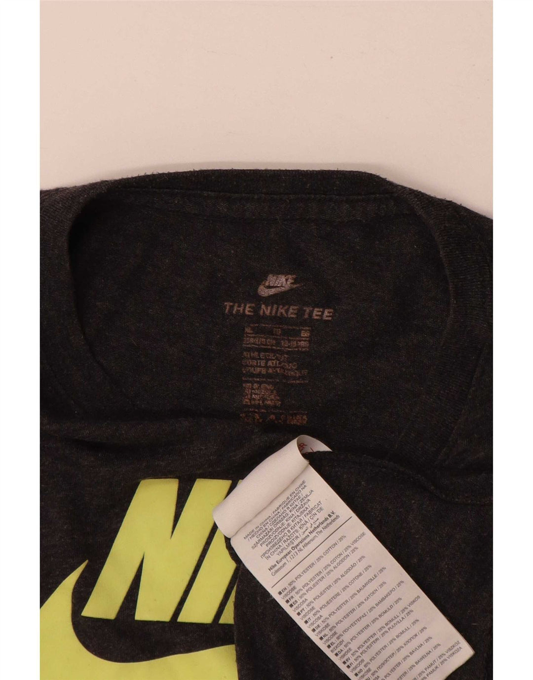 Maglia grafica Nike da ragazzo a manica lunga 13-14 anni XL in cotone grigio