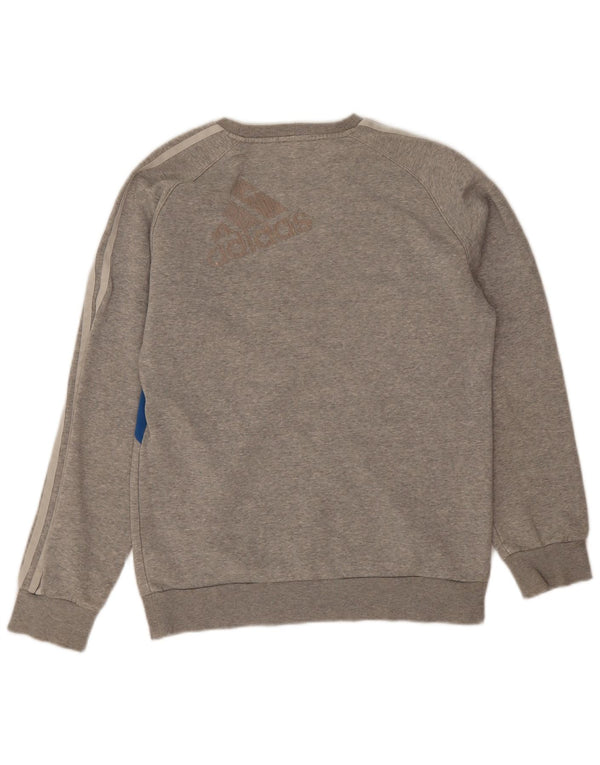Felpa da uomo Adidas maglione piccolo grigio color block in cotone