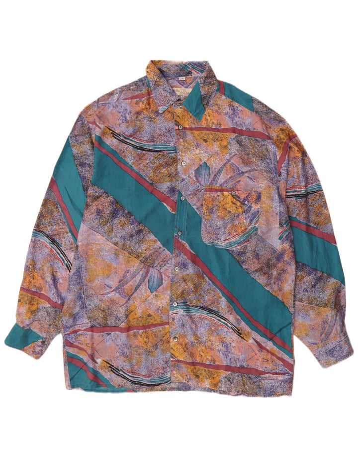 Angelo Litrico Camicia da uomo con motivo astratto taglia 41/42 grande multicolore