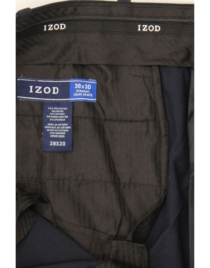 IZOD Mens Straight Chino Trousers W38 L30 Navy Blue Polyester Vintage Izod and Second-Hand Izod from Messina Hembry 