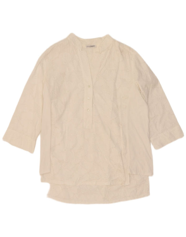 Naracamicie Camicetta da donna con maniche a 3/4 UK 16 Grande floreale bianco