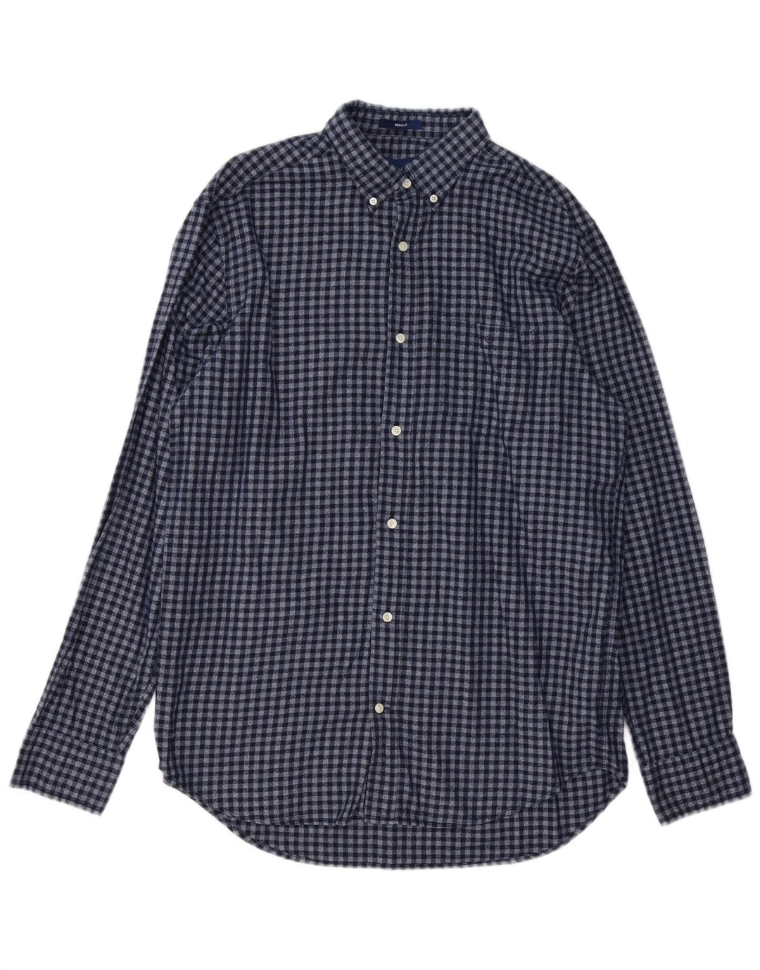 GANT Camicia da uomo in flanella taglia 41/42 16 1/2 grande a quadretti blu navy