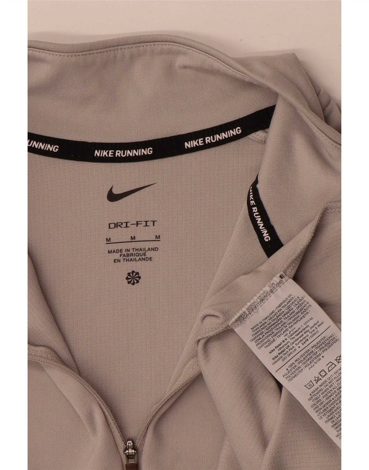 Top della tuta pullover con zip e collo Nike Dri Fit da donna UK 14 Grigio medio