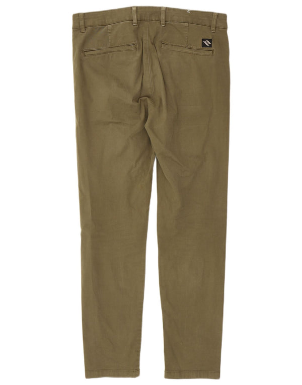 Pantaloni chino slim da uomo Zara EU 42 Large W32 L30 cotone kaki