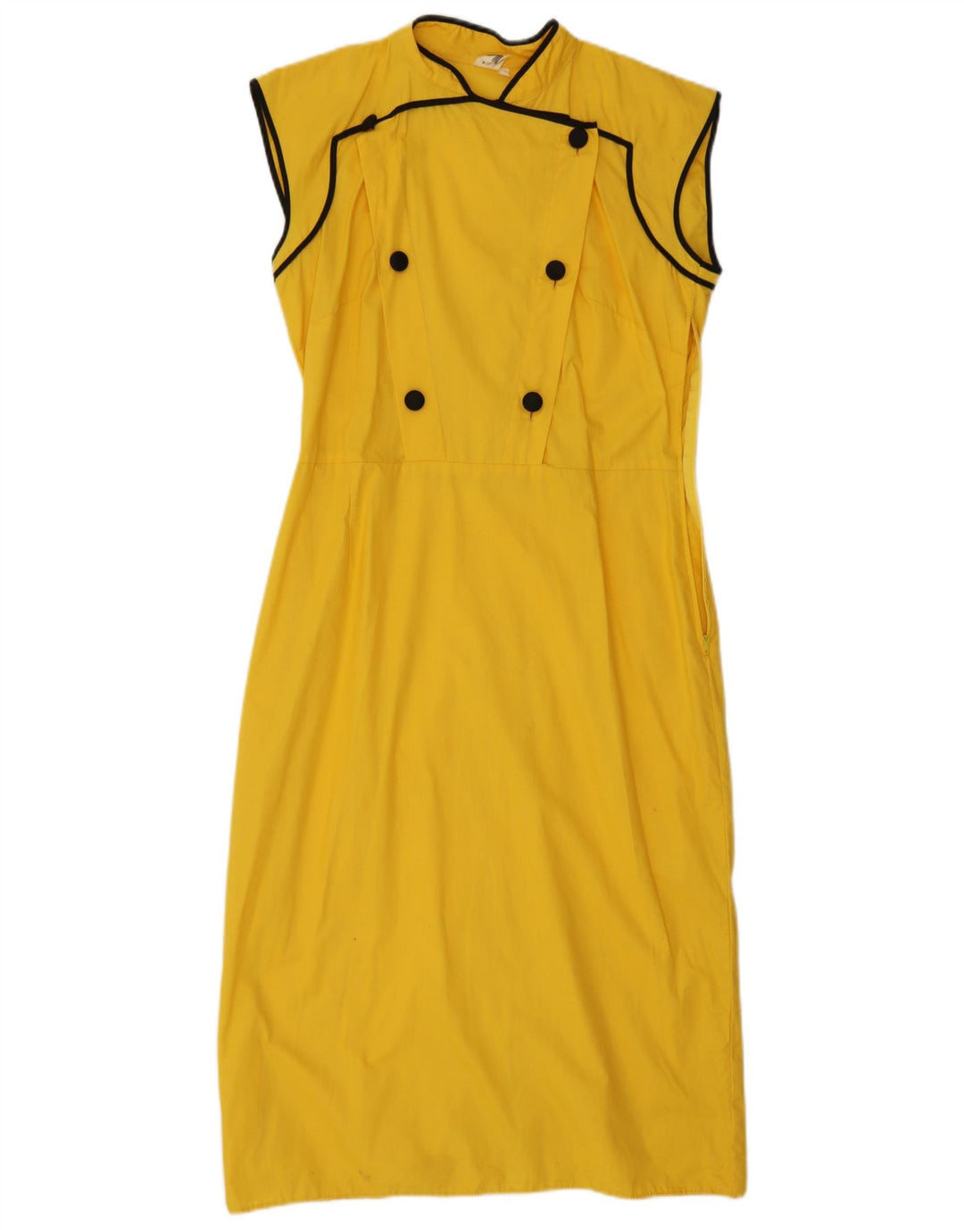 Abito tubino vintage da donna senza maniche IT 42 giallo medio
