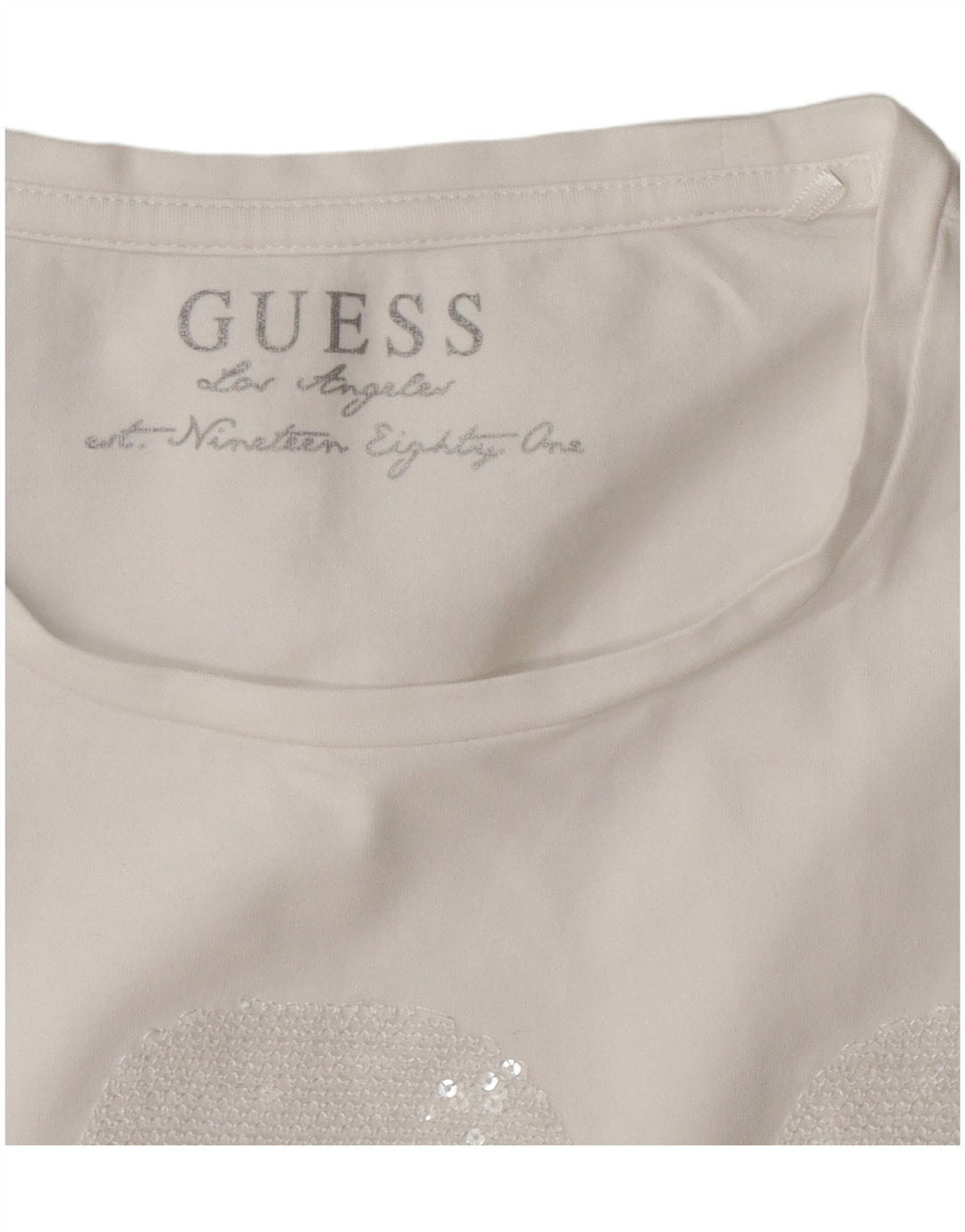 Guess T-shirt grafica regolare da donna Top UK 14 Medium White