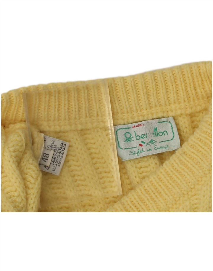 Maglione maglione girocollo da uomo Benetton IT 48 Acrilico giallo medio