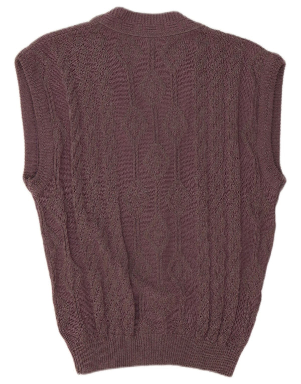 Maglione cardigan senza maniche vintage da uomo IT 48/50 Poliacrilico viola medio