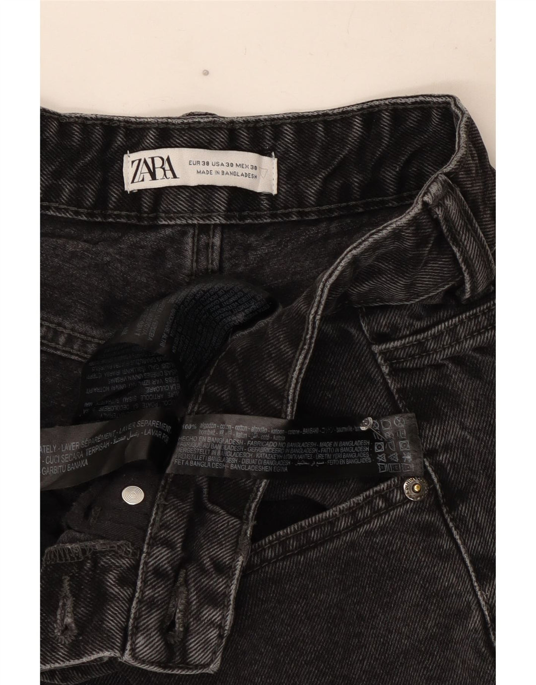 Jeans slim da uomo Zara EU 38 Small W30 L26 Cotone grigio