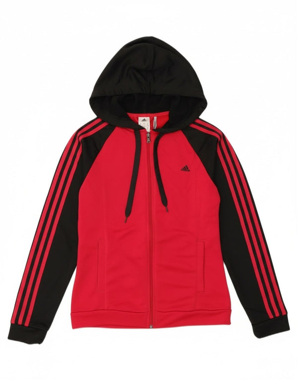 Adidas Womens Climalite Zip Hoodie Sweater UK 12/14 Medium Pink Colourblock