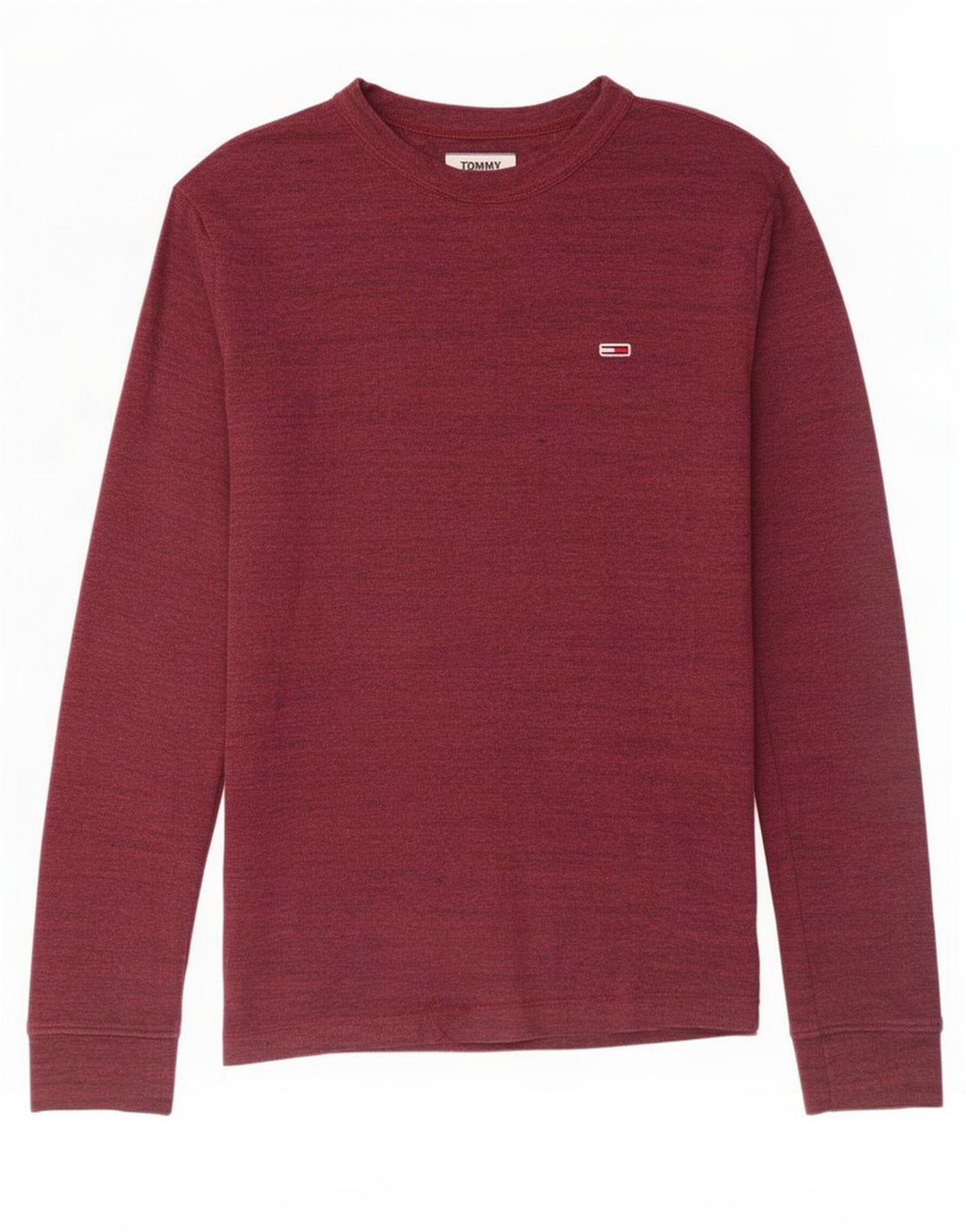 Tommy Hilfiger Top da uomo a maniche lunghe in cotone screziato bordeaux medio