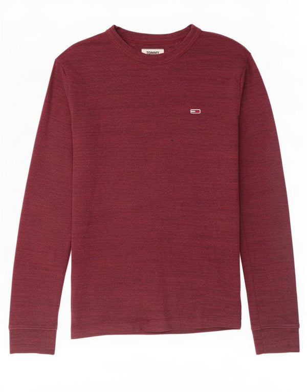 Tommy Hilfiger Top da uomo a maniche lunghe in cotone screziato bordeaux medio