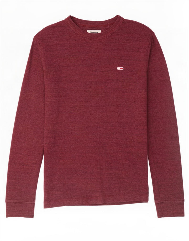 Tommy Hilfiger Top da uomo a maniche lunghe in cotone screziato bordeaux medio