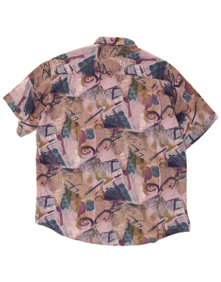 Camicia a maniche corte da uomo Coconut Large in viscosa patchwork multicolore