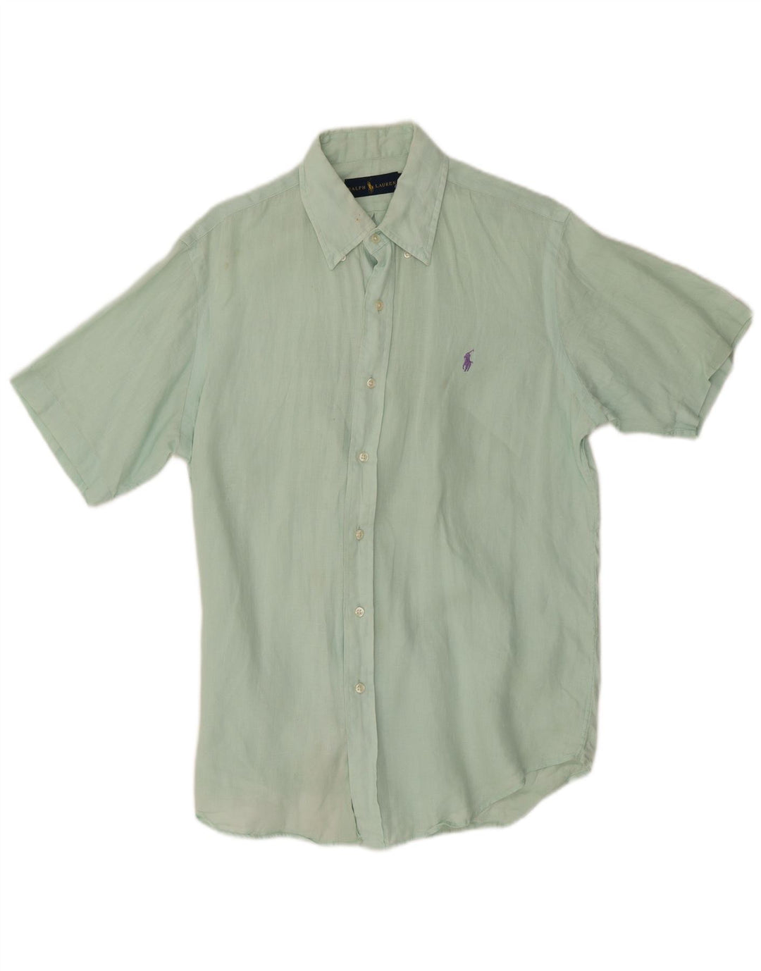 Camicia a maniche corte da uomo Ralph Lauren in lino verde medio