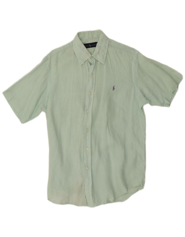 Camicia a maniche corte da uomo Ralph Lauren in lino verde medio