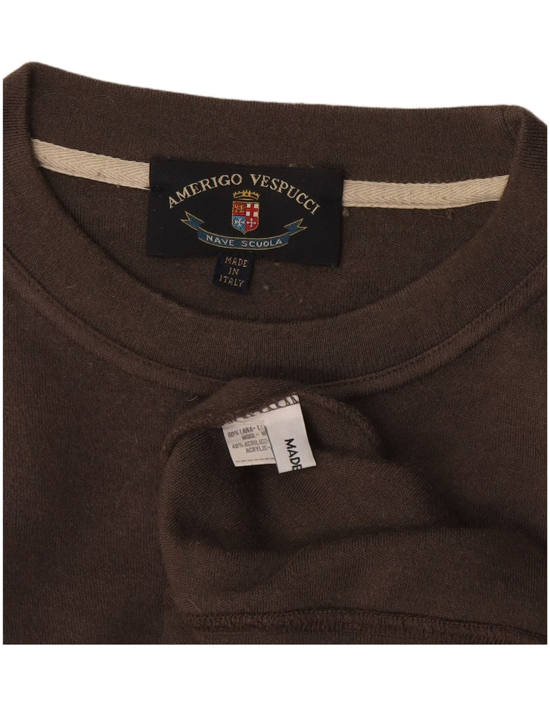 Maglione maglione girocollo da uomo Amerigo Vespucci 2XL lana marrone