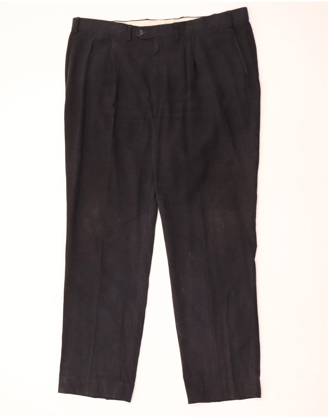 Pantaloni da abito con pegging da uomo Marks & Spencer W42 L33 Lyocell blu navy