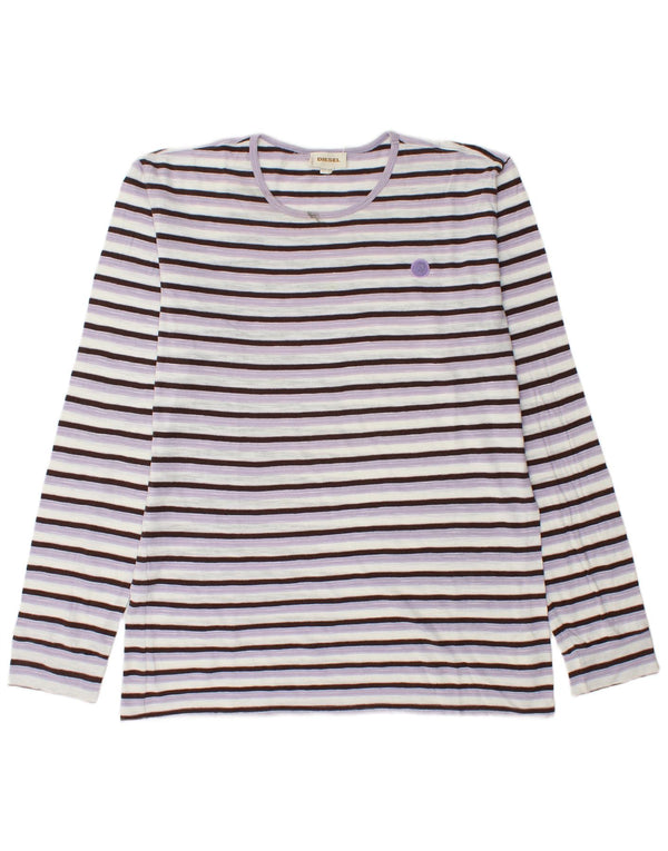 Diesel Top da uomo a maniche lunghe 2XL in cotone a righe viola