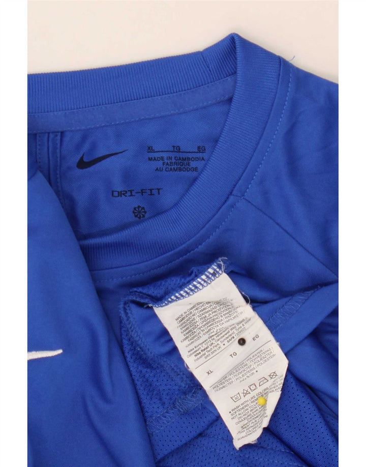 T-shirt Nike da uomo Dri Fit Top XL blu poliestere color block