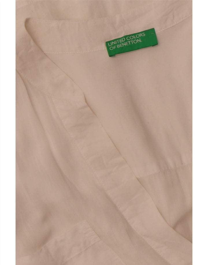 BENETTON Camicetta a maniche lunghe da donna UK 18 XL Bianca